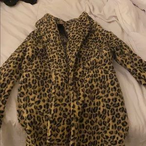 Calvin Klein furry cheetah print coat